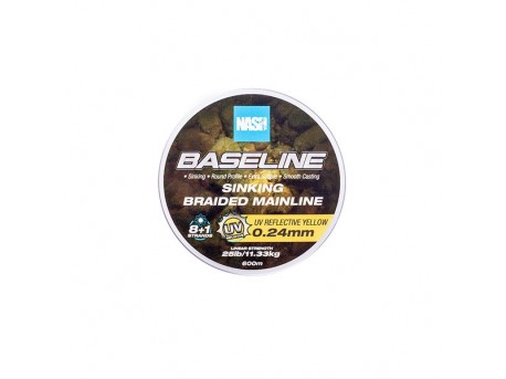 Nash Baseline Sinking Braid UV Yellow 25lb/0.24mm