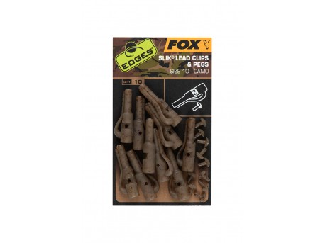 Fox Edges Camo Size 10 Slik lead clip + pegs